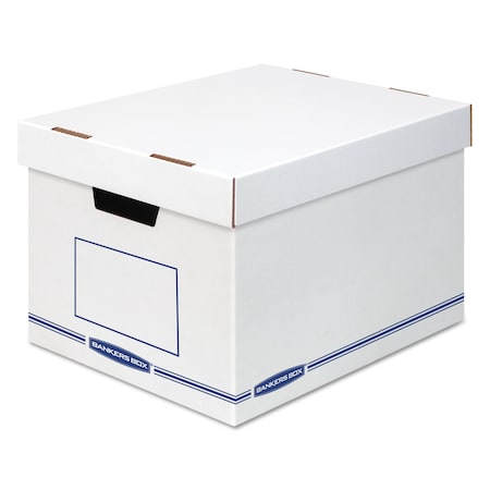 Bankers Box Corrugated Shelf Bin, Corrugated Paper, 12.8 in W, 16.5 in D, 10.5 in H, White/Blue 4662401